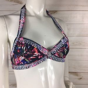 VS Pink Embroidered Halter Bikini Top